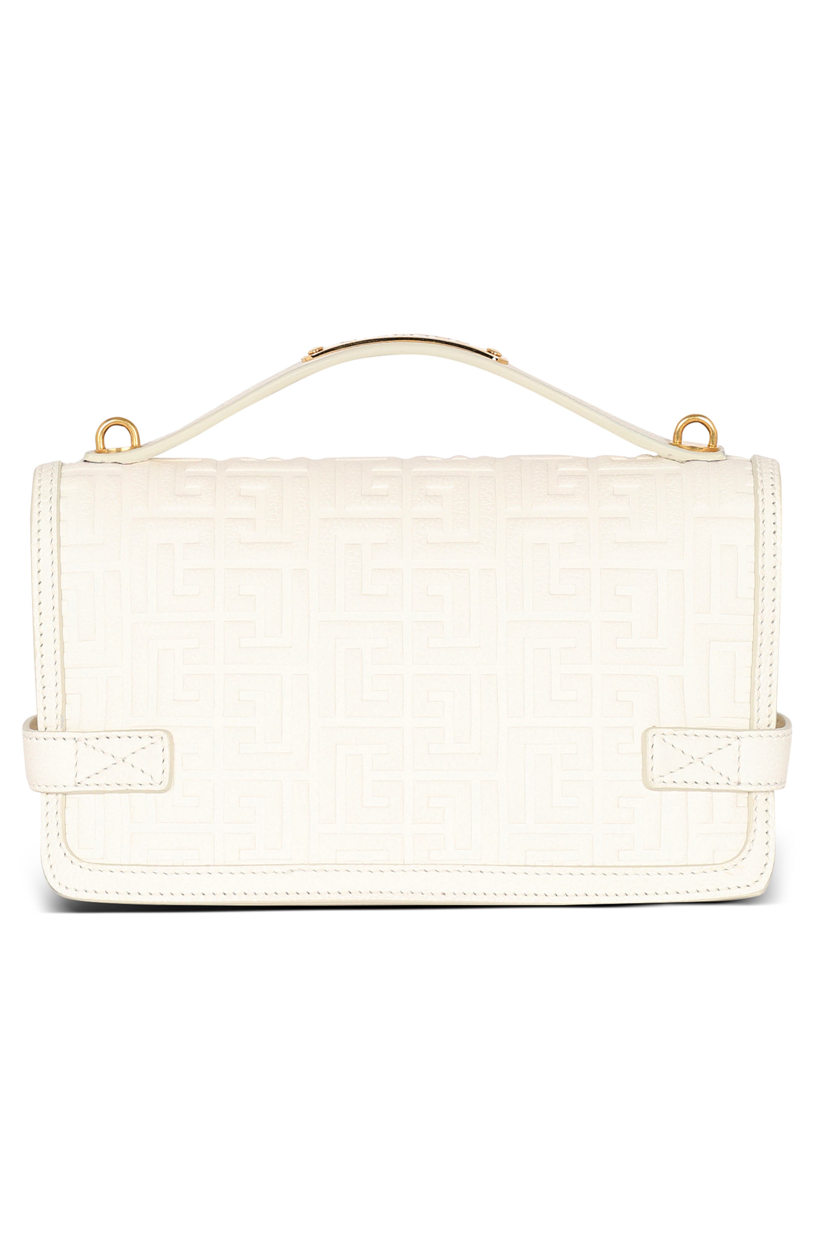 Balmain B-Buzz 24 Monogram Embossed Leather Top Handle Bag, Alternate, color, 