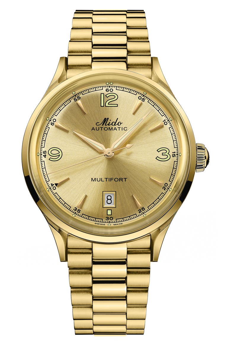 Multifort Automatic Bracelet Watch, 40mm, Main, color, CHAMPAGNE / GOLDEN