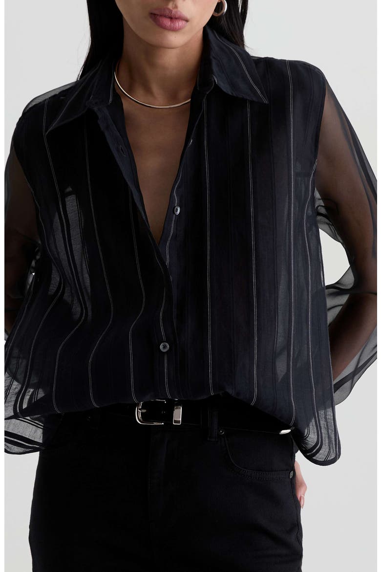 Sawtelle Pinstriped Cotton & Silk Shirt, Main, color, DAY TO NIGHT