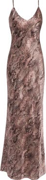 L'AGENCE Serita Snakeskin Print Bias Cut Silk Gown