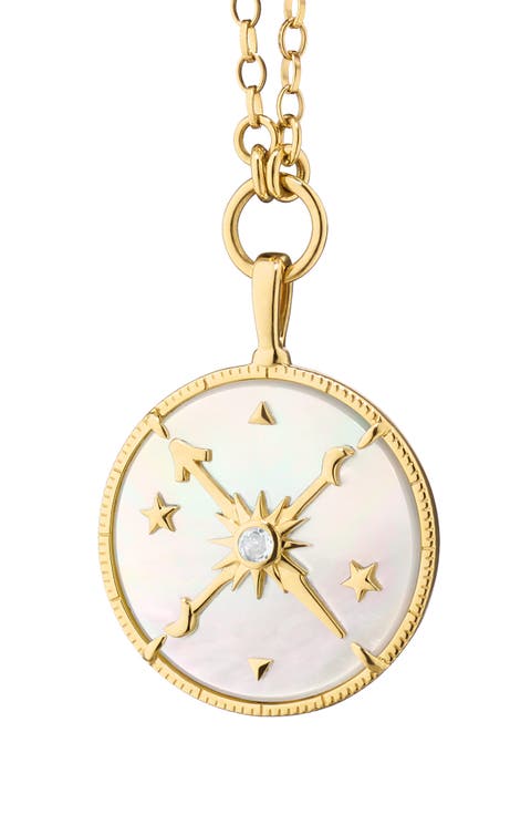 18k Gold Constellation Mother of Pearl & Diamond Pendant Necklace