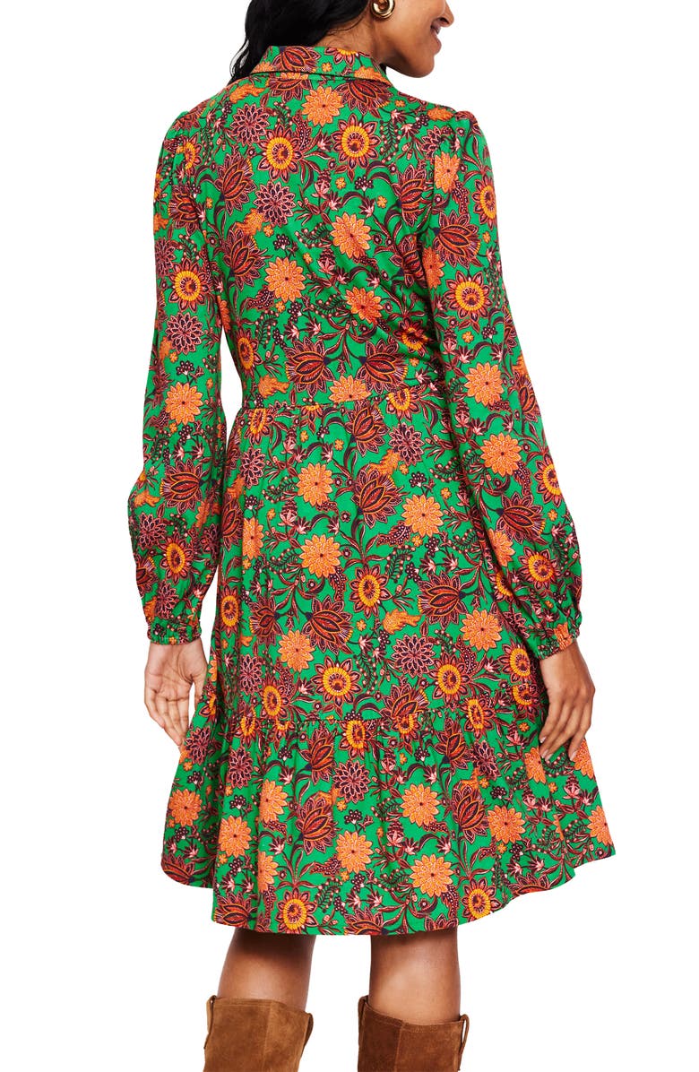 Boden Floral Long Sleeve Tiered Shirtdress, Alternate, color, 