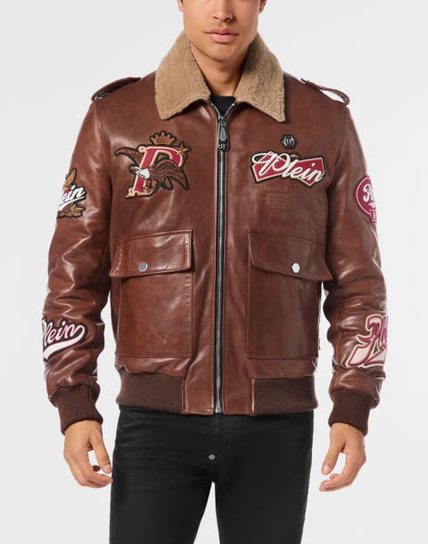 Nappa Leather And Shearling Aviator Jacket Beers Men