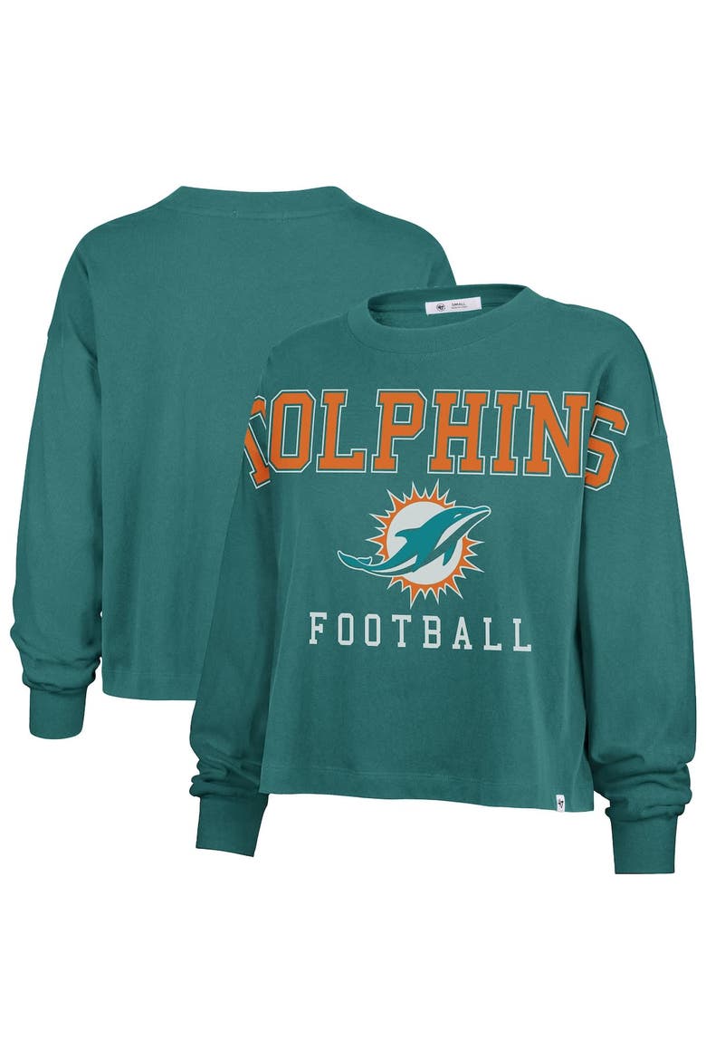 Women's '47 Aqua Miami Dolphins Outreach City Oversized Long Sleeve T-Shirt, Main, color, Aqua