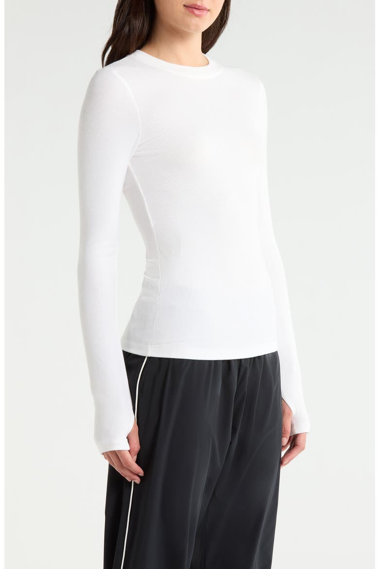 Louise Rib Long Sleeve T-Shirt, Alternate, color, WHITE
