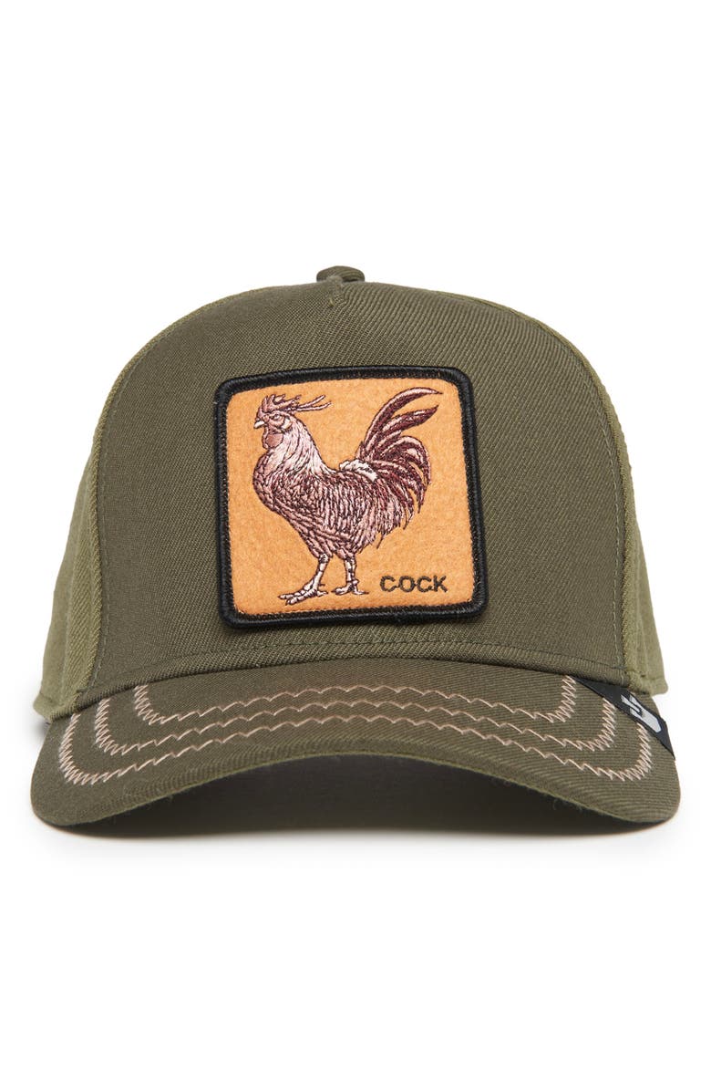 Goorin Bros. Cock Field Rooster Patch Snapback Hat, Main, color, Moss