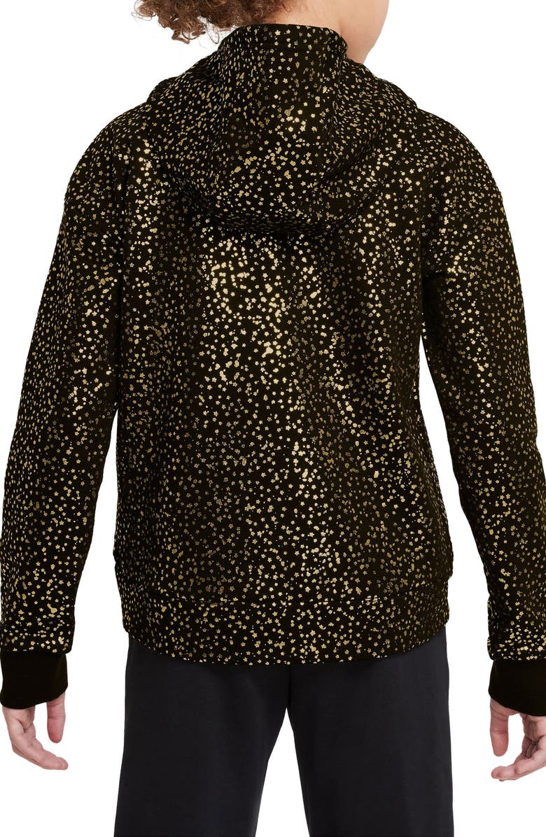 Nike Kids' Foil Confetti Hoodie, Alternate, color, 010 Black/Metallic Gold