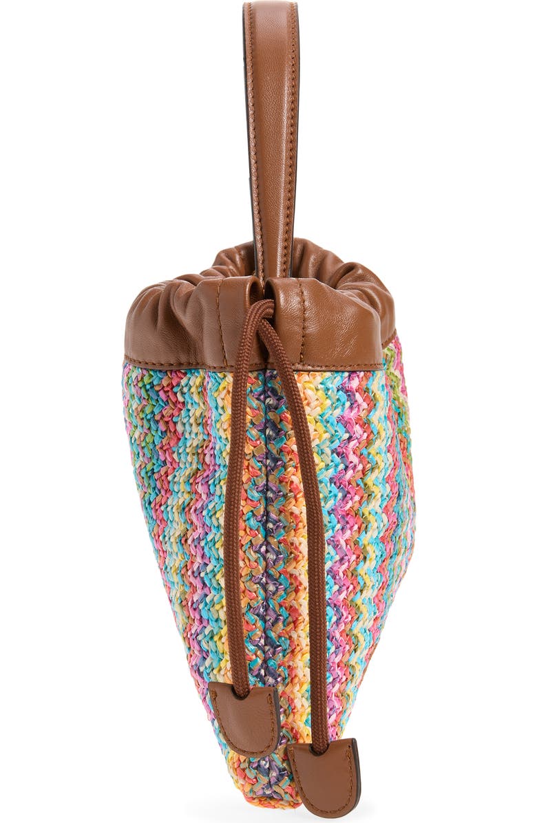 Jimmy Choo Chevron Raffia Drawstring Pouch, Alternate, color, Multi/ Tan/ Light Gold
