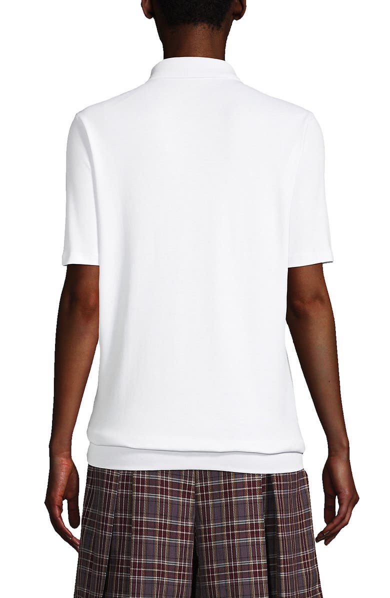 Lands' End Short Sleeve Banded Bottom Polo Shirt, Alternate, color, White