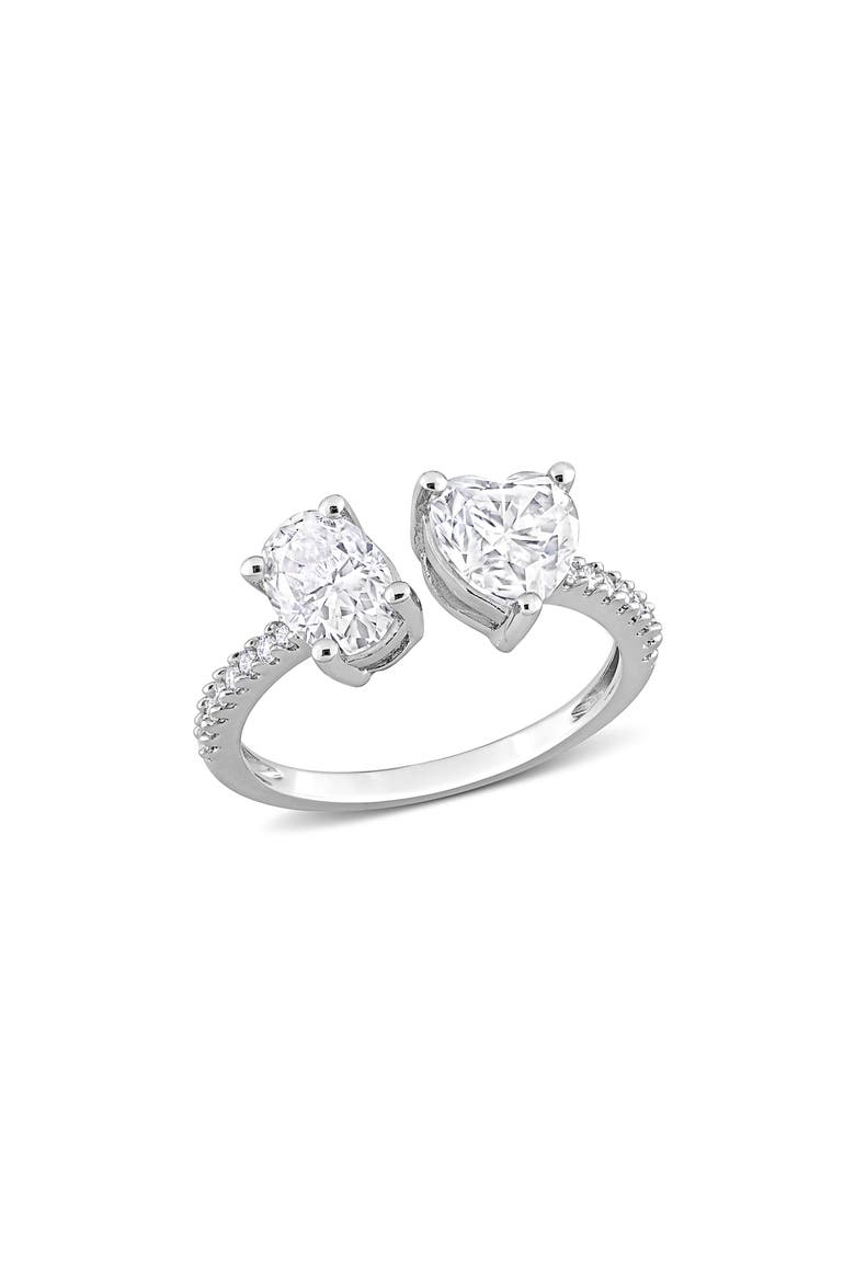 Oval Cut & Heart Cut Moissanite Open Ring, Main, color, WHITE