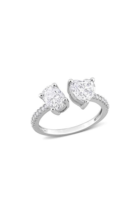 Oval Cut & Heart Cut Moissanite Open Ring