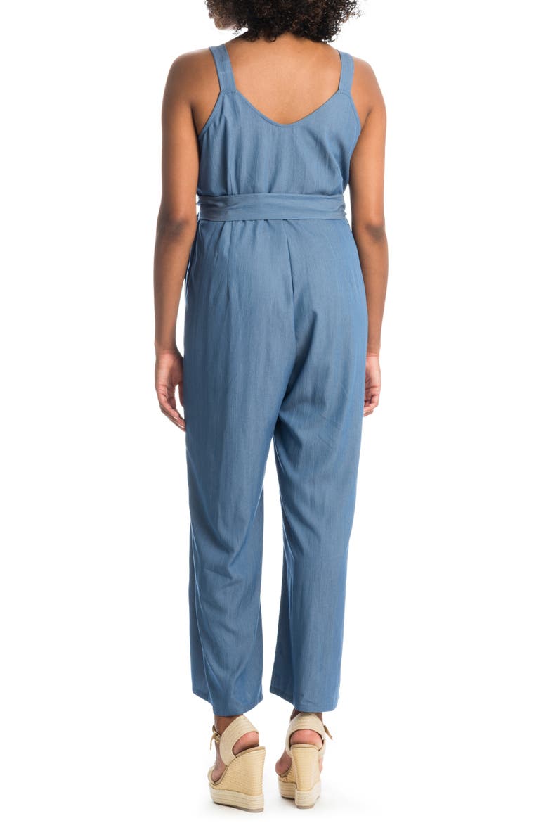 Luciana Chambray Maternity/Nursing Jumpsuit, Alternate, color, BLUE
