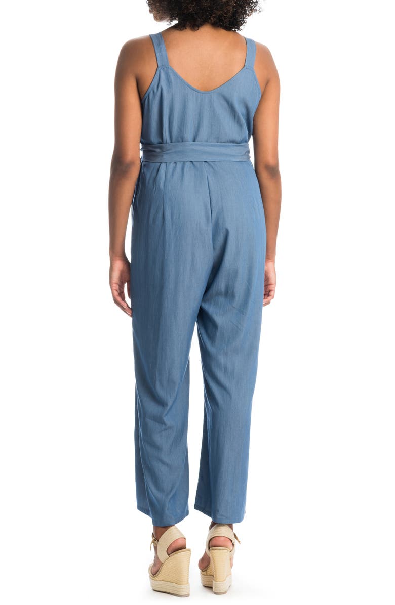 Everly Grey Luciana Chambray Maternity/Nursing Jumpsuit, Alternate, color,
