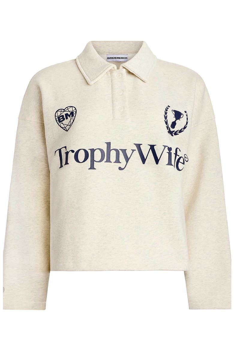 Trophy Wife LS Fleece Boxy Rugby, Main, color, Heather Grey