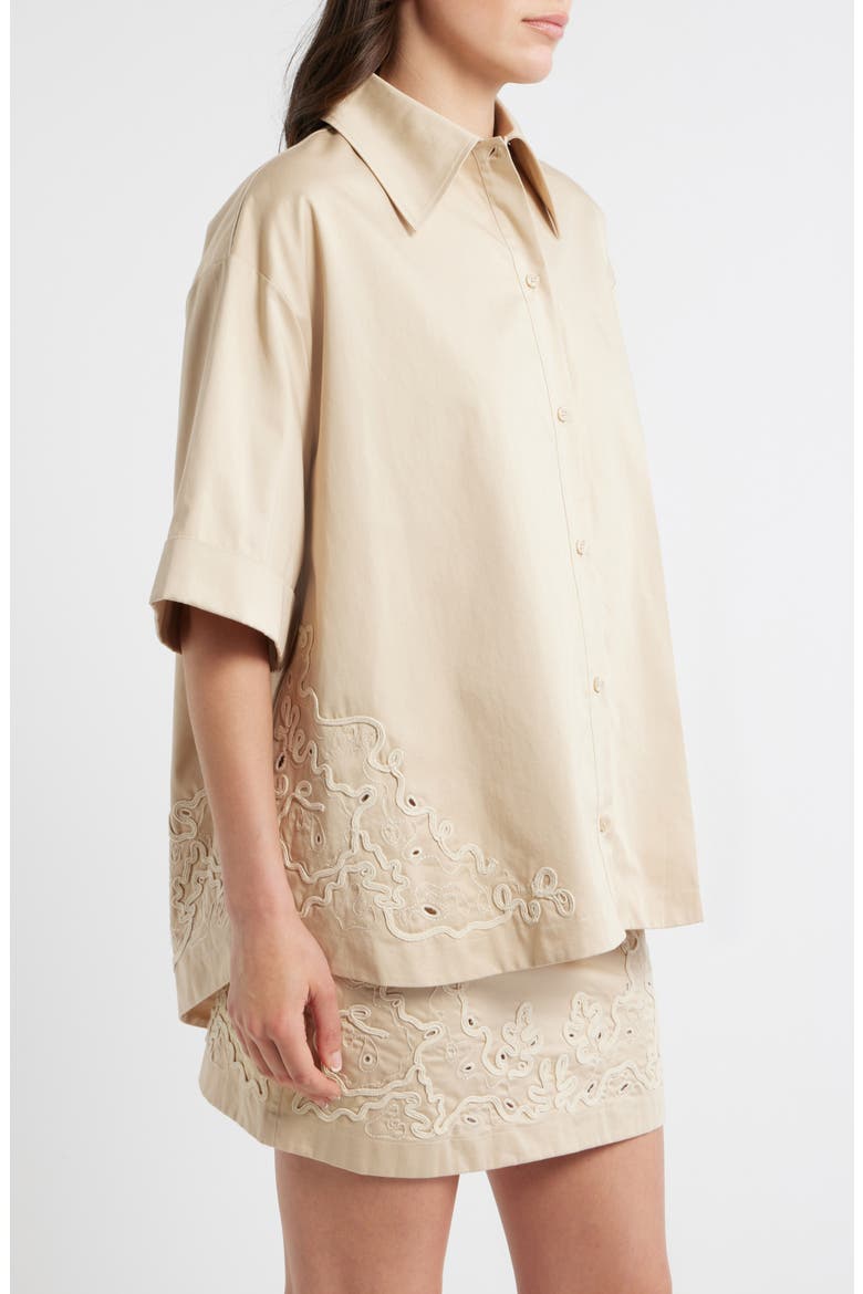 Balembroi Button Front Top, Alternate, color, SOFT SAND
