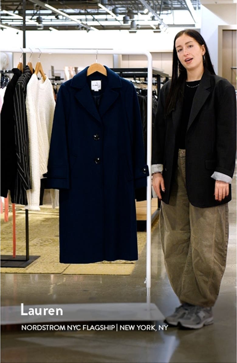 Notch Collar Longline Wool Blend Coat, sales video thumbnail