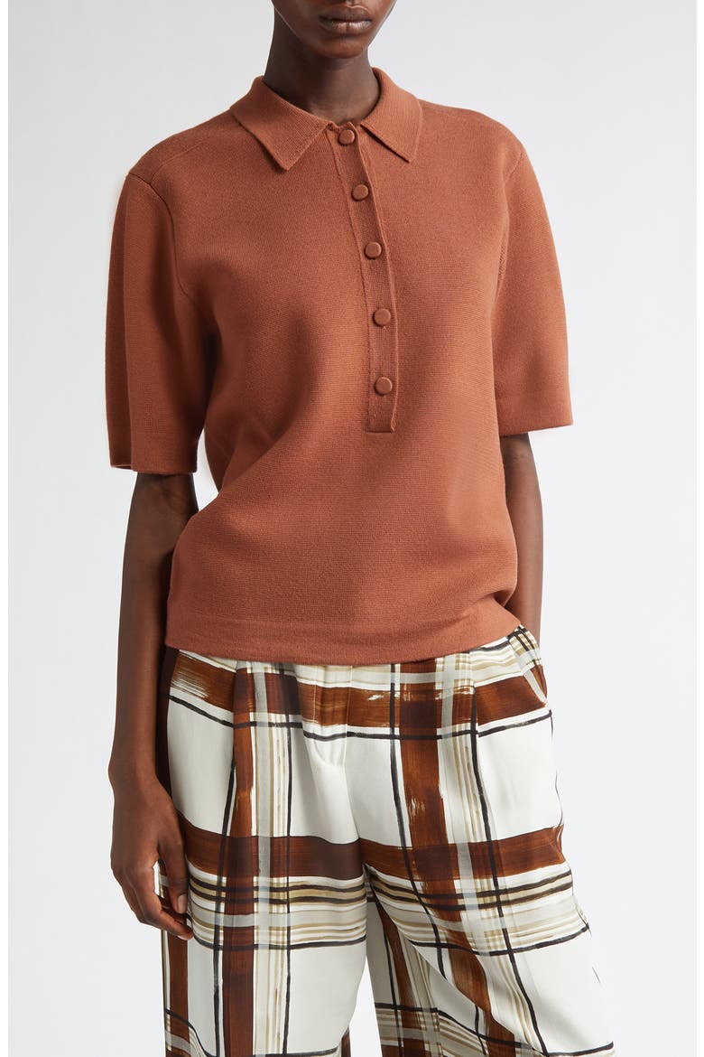 Toamsa Merino Wool Polo Sweater, Main, color, LIGHT RUST