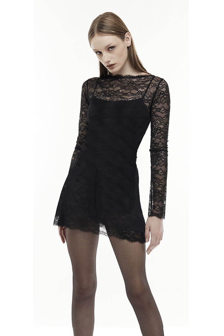 Refaela Lace Mini Dress, Alternate, color, Black