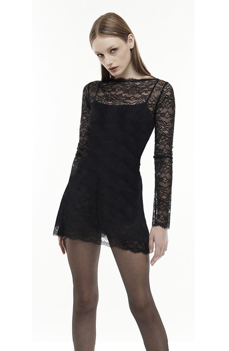 Mother of All Refaela Lace Mini Dress, Alternate, color, Black