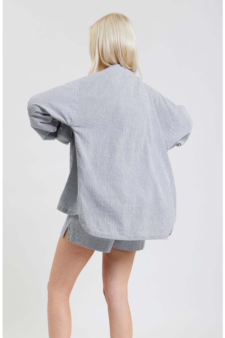 Yew Striped Ethical-Cotton Pajama Shirt, Alternate, color, Pinstripe Charcoal