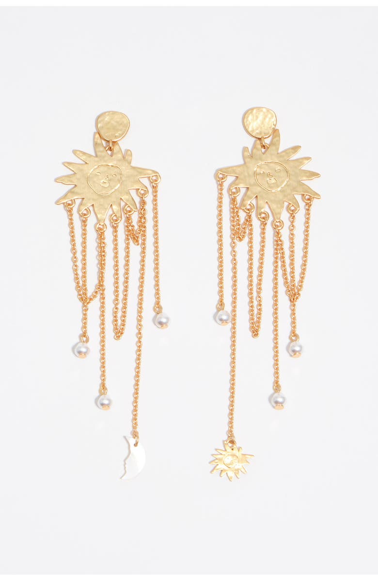 Bimba y Lola Sun Earrings With Brushed Chains, Main, color, Gold