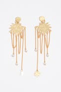 Bimba y Lola Sun Earrings With Brushed Chains