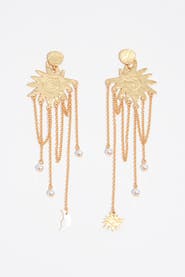 Bimba y Lola Sun Earrings With Brushed Chains