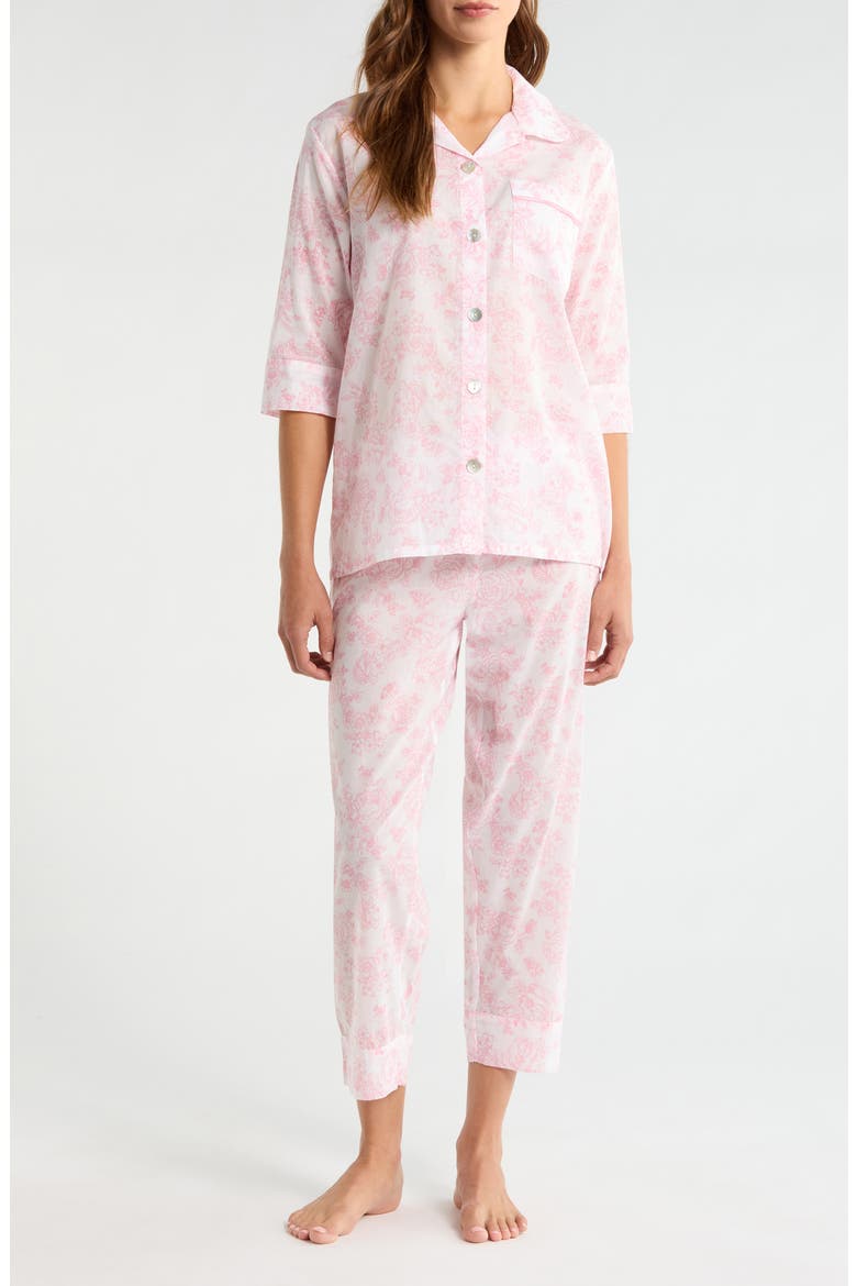 Nostalgia Floral Cotton Voile Crop Pajamas, Main, color, DESERT ROSE