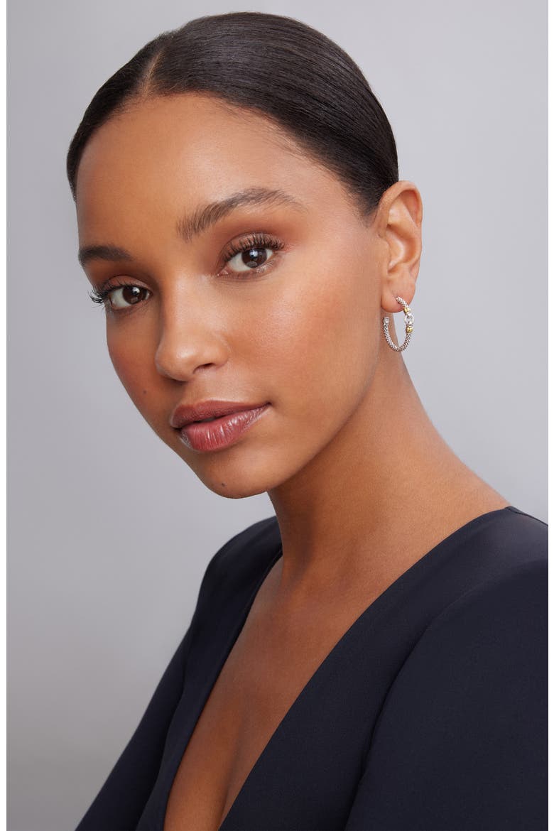 Caviar Link Hoop Earrings, Alternate, color, SILVER