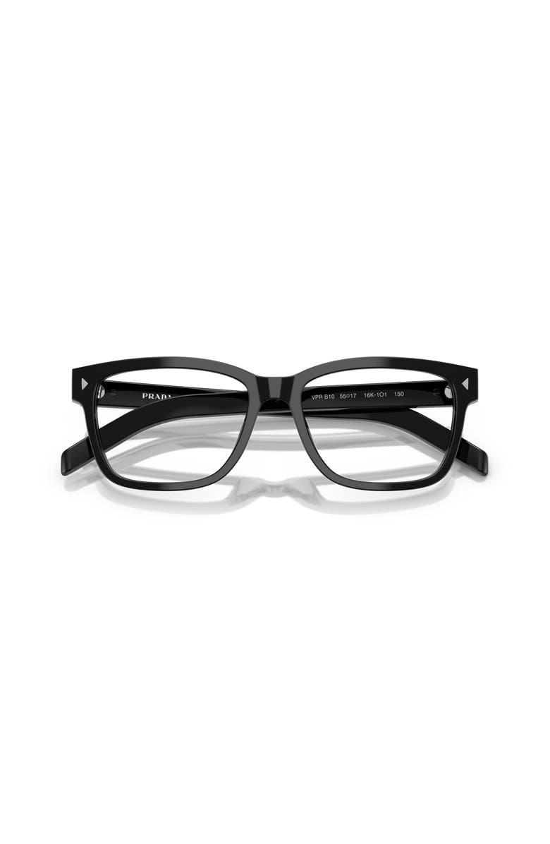 Prada 55mm Rectangle optical glasses, Alternate, color, Black
