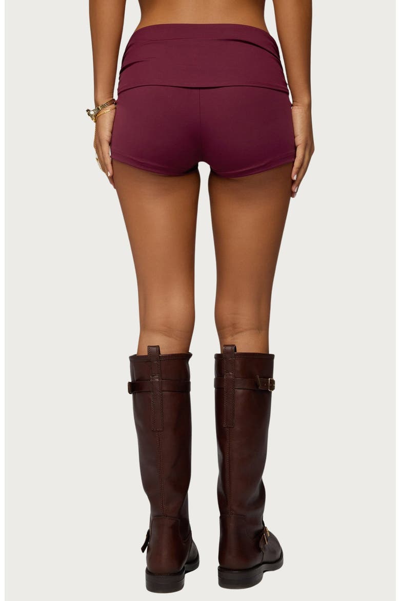 Rusana Swirl Ruched Micro Shorts, Alternate, color, BURGUNDY