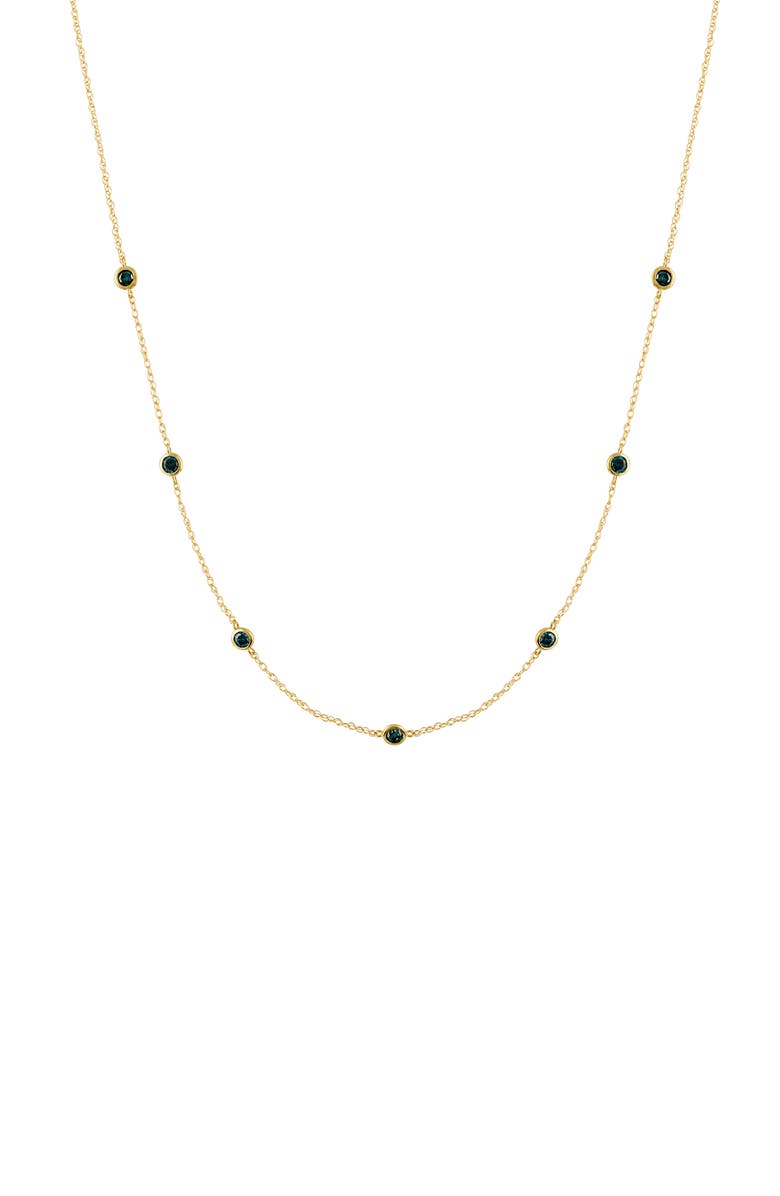 FUZION CREATIONS 14K Yellow Gold Blue Diamond Station Chain Necklace, Main, color, 
