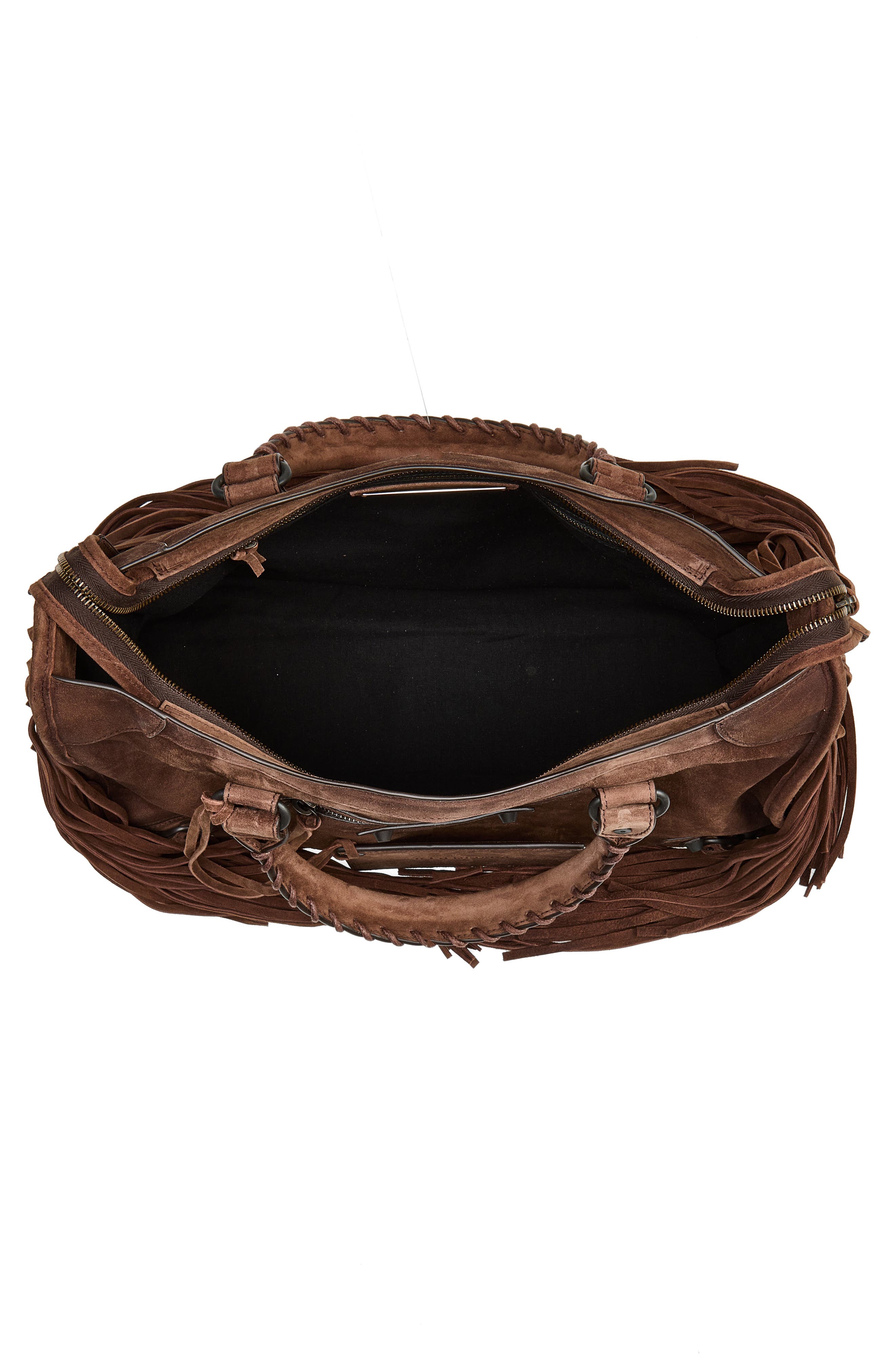 Medium Le City Suede Satchel, Alternate, color, LIGHT ESPRESSO