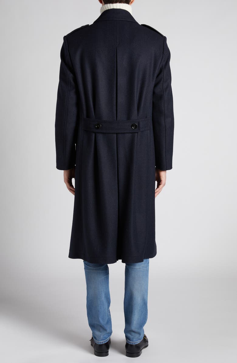TOM FORD Officer Wool Herringbone Coat, Alternate, color, Combo Black/ Blue