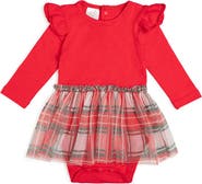 Sweet Wink Christmas Plaid Long Sleeve Tutu Bodysuit