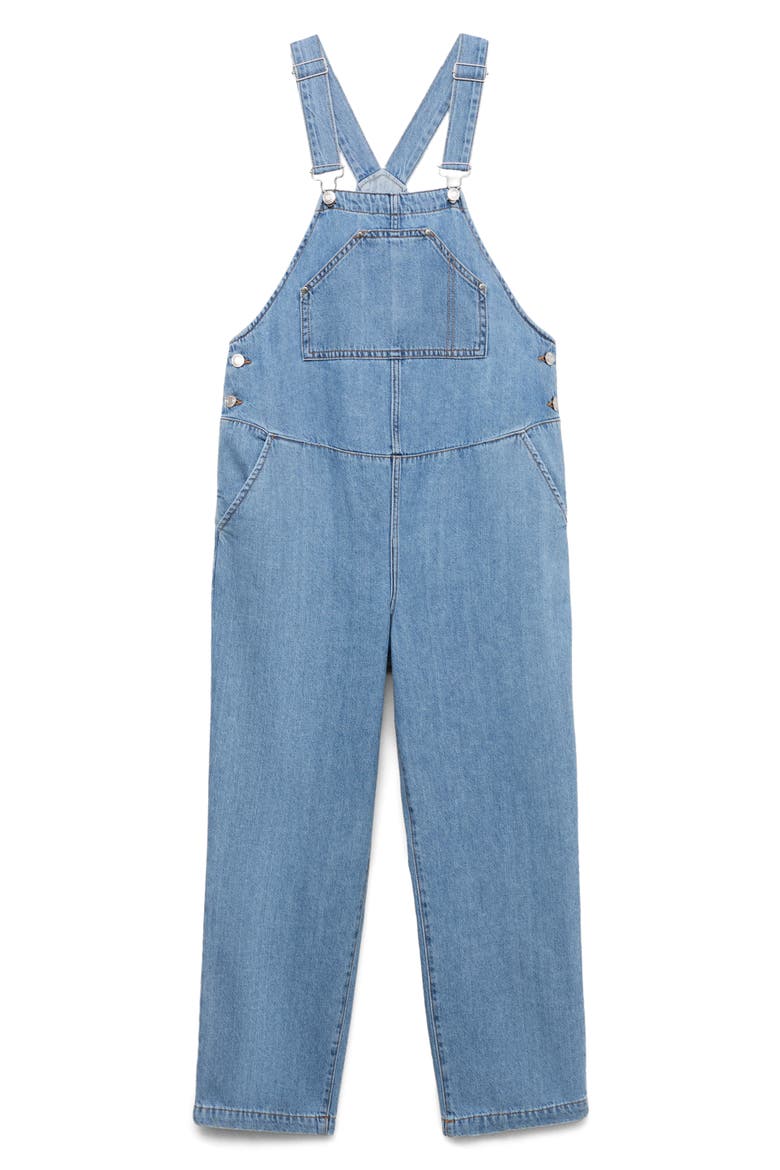 Denim Maternity Overalls, Main, color, MEDIUM BLUE