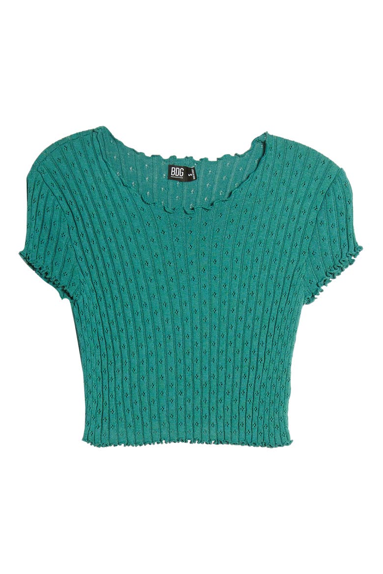 Pointelle Sweater Tee, Alternate, color, TURQUOISE