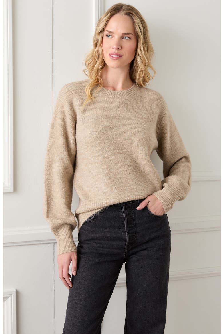 Blouson Sleeve Crewneck Sweater, Alternate, color, OATMEAL