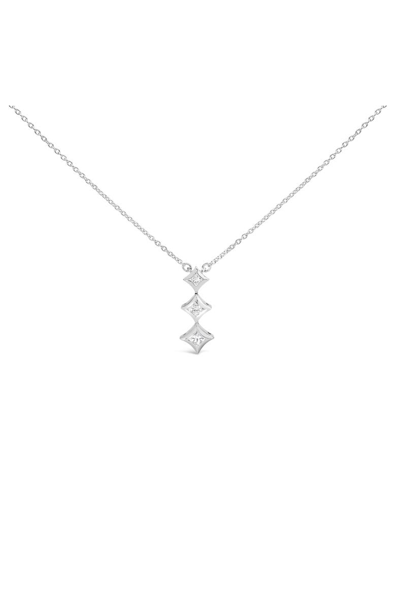 Haus of Brilliance 10K Gold 1/5 Cttw Princess Cut Diamond 3 Stone Drop Pendant Necklace, Alternate, color, White