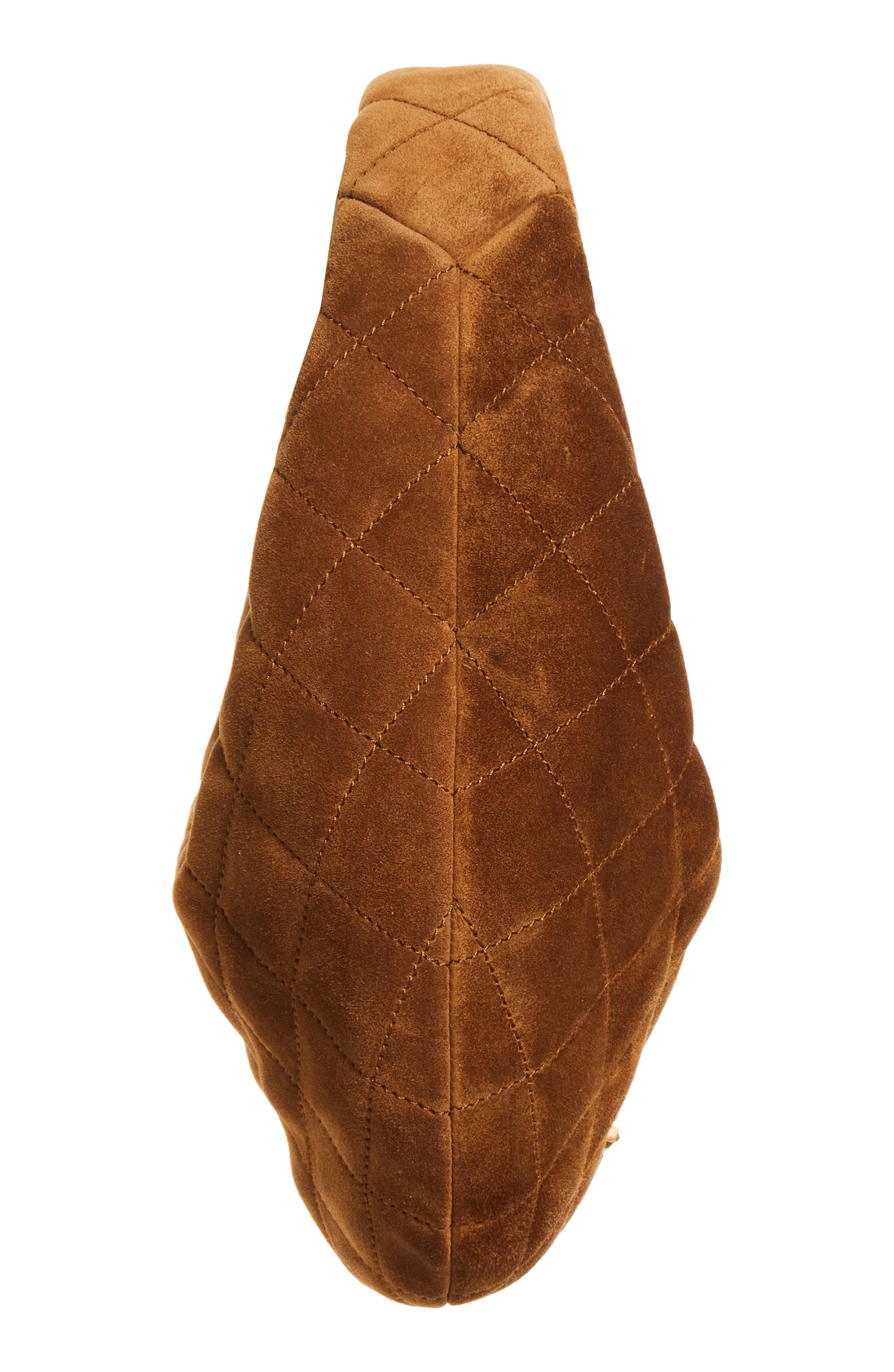 Saint Laurent Icarino Quilted Suede Top Handle Bag, Alternate, color, Caramel Cognac