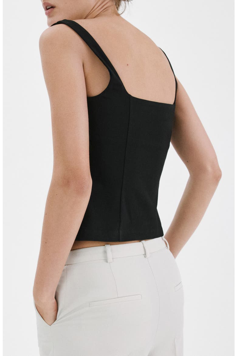 Fitted Square Neck Top, Alternate, color, BLACK