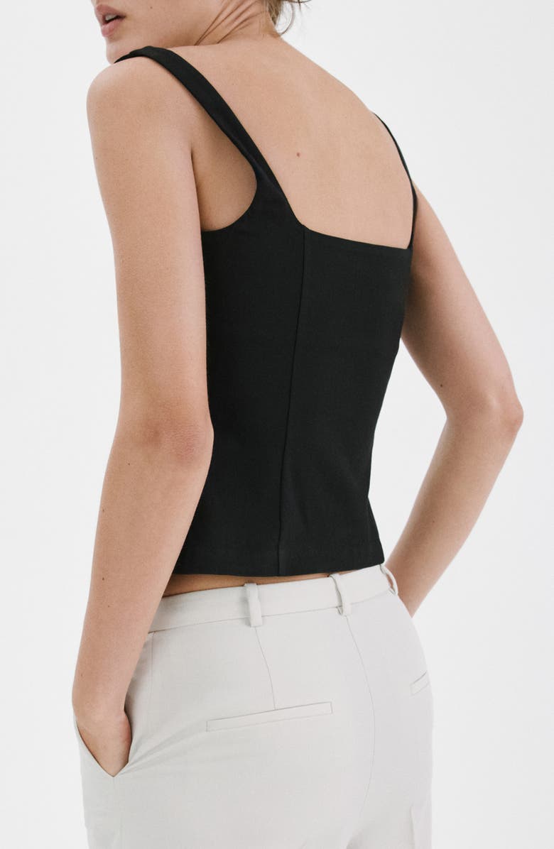 MANGO Fitted Square Neck Top, Alternate, color, Black