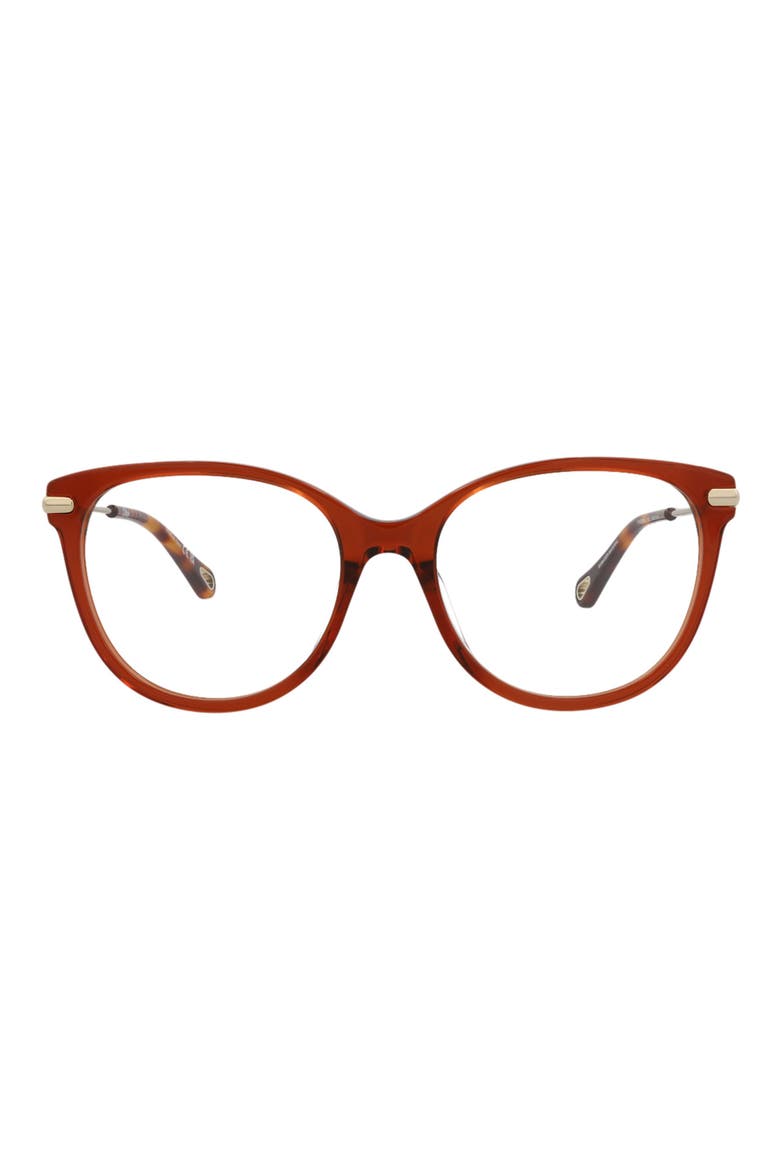 Core 53mm Cat Eye Optical Glasses, Main, color, BROWN GOLD TRANSPARENT