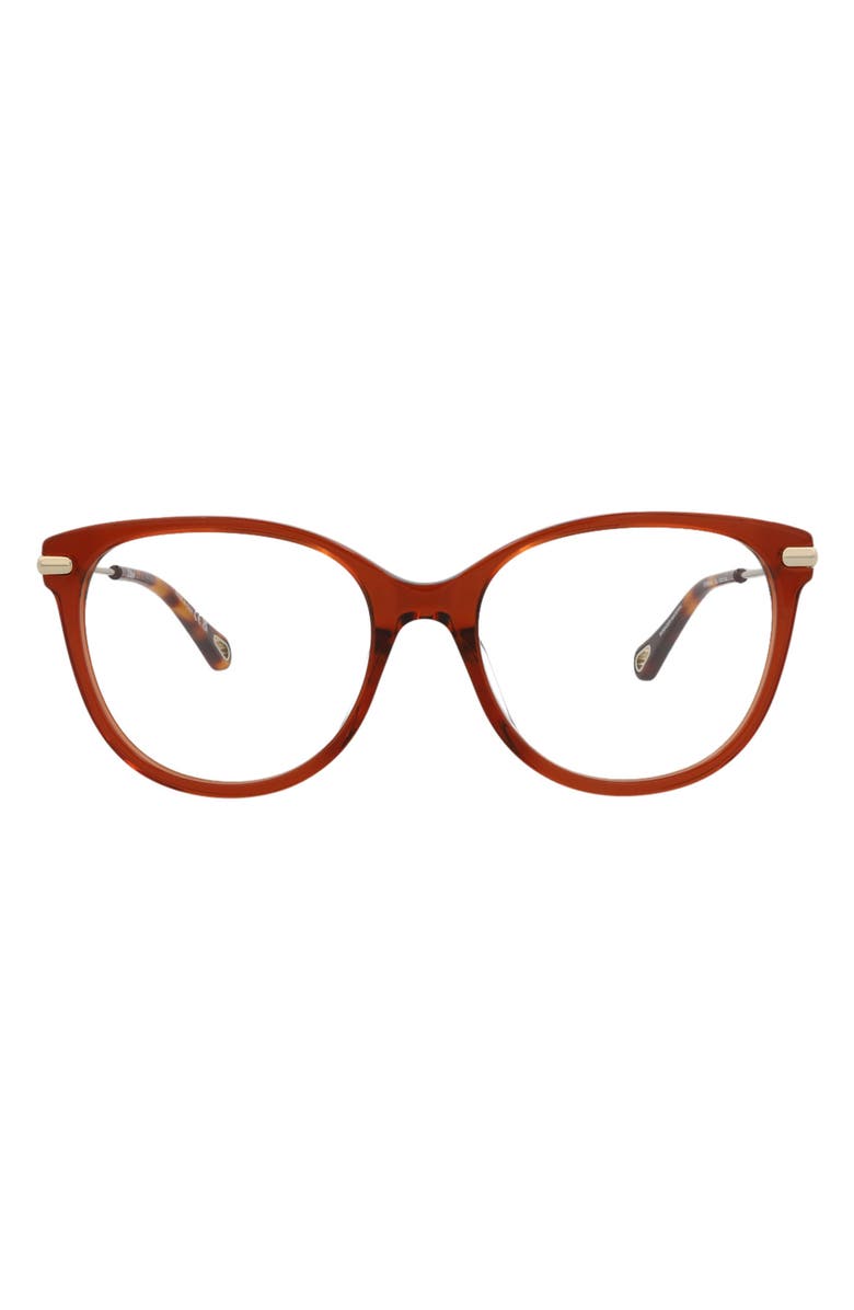 Chloé Core 53mm Cat Eye Optical Glasses, Main, color, Brown Gold Transparent