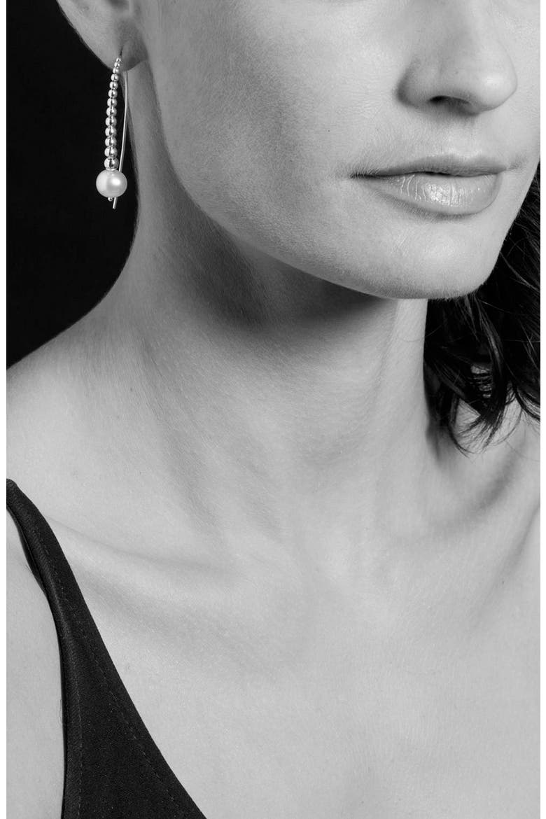 Threader Pearl Earrings, Alternate, color, SILVER