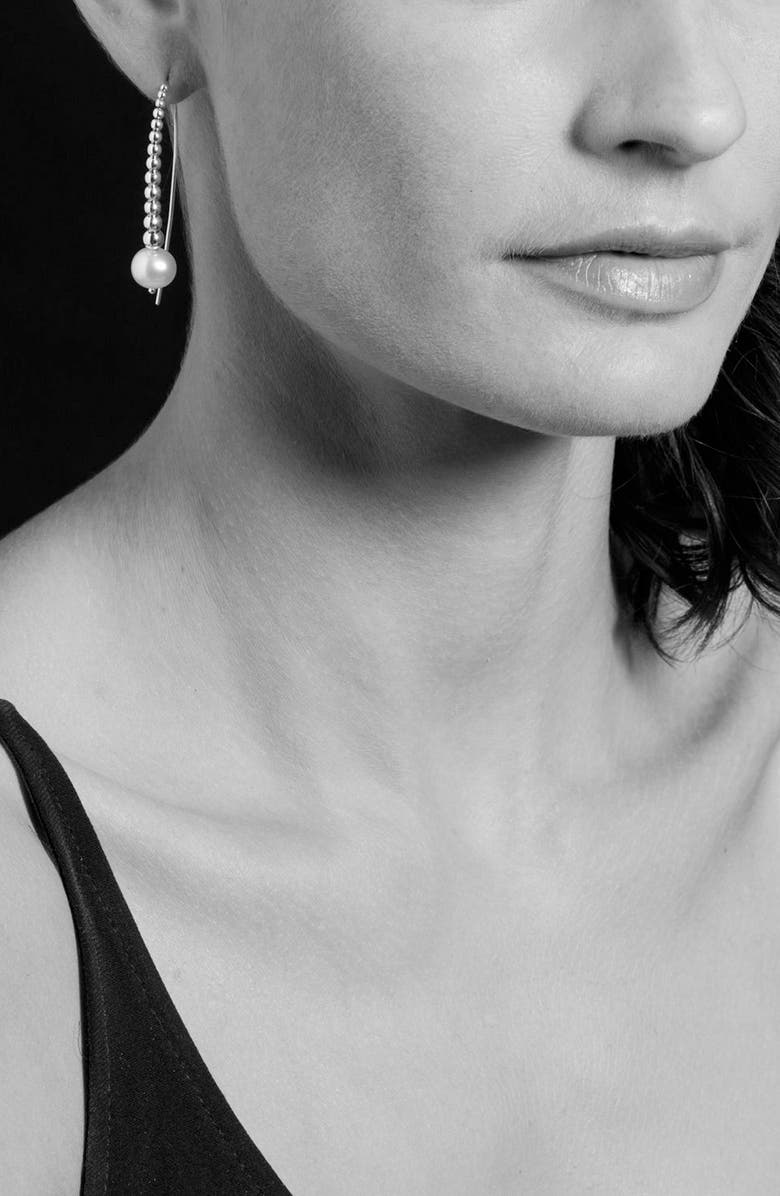 LAGOS Threader Pearl Earrings, Alternate, color, Silver