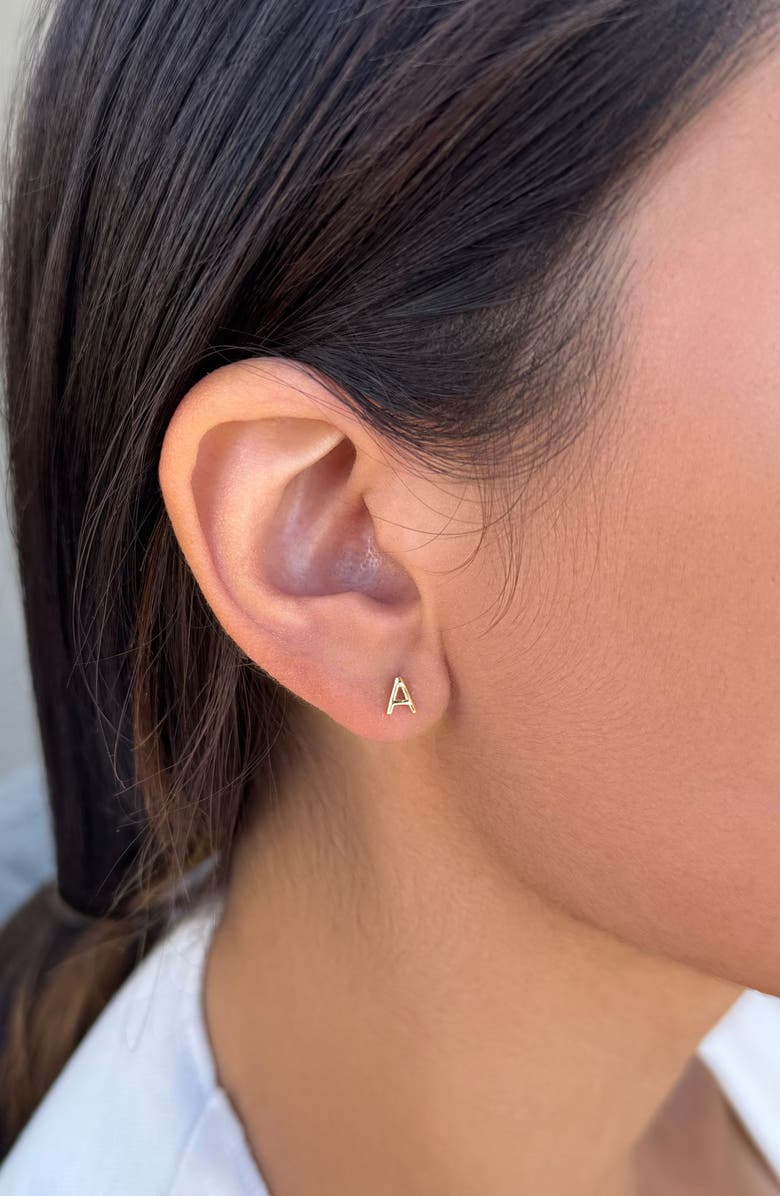 ADORNIA FINE Initial 925 Sterling Silver Stud Earring, Alternate, color, Gold-A