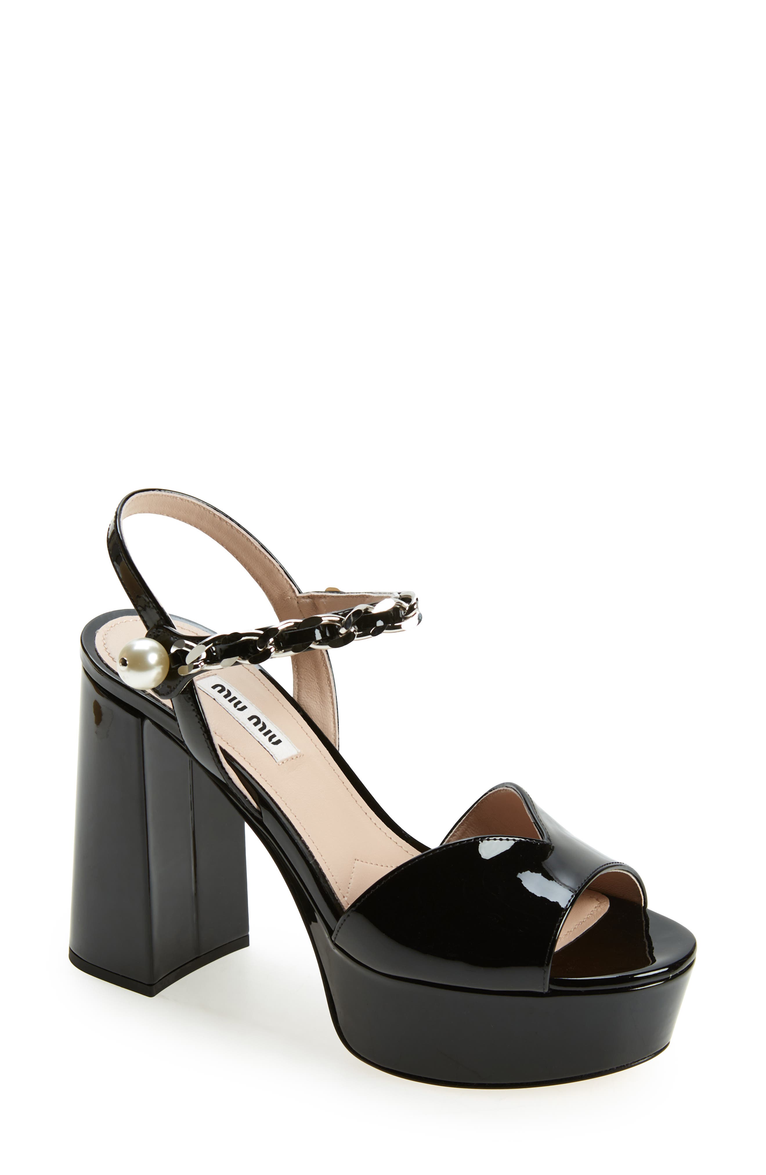 Miu Miu Chain Strap Platform Sandal, Main, color, 