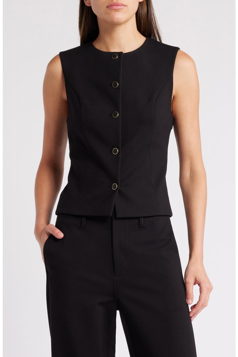 Irina Button-Up Vest, Main, color, BLACK
