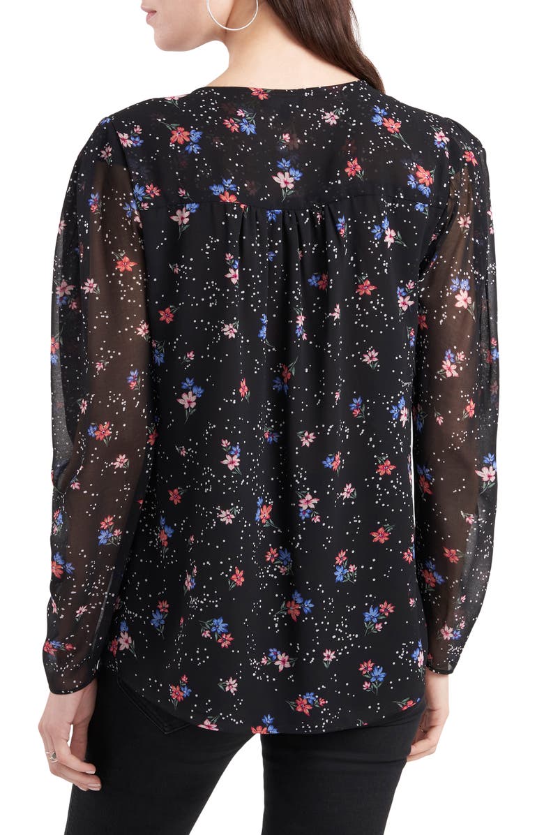 1.STATE Printed Sheer Long Sleeve Blouse, Alternate, color, 